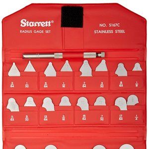 VINTAGE NEW Starrett S167C B Radius Gauges   Set With Holder, Satin Finish 25pc